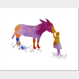 donkey and child Posters and Art